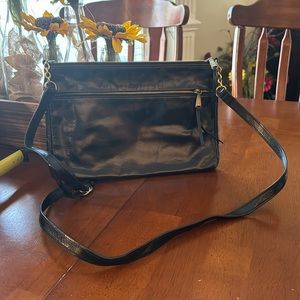 Hobo crossbody in polished black leather
